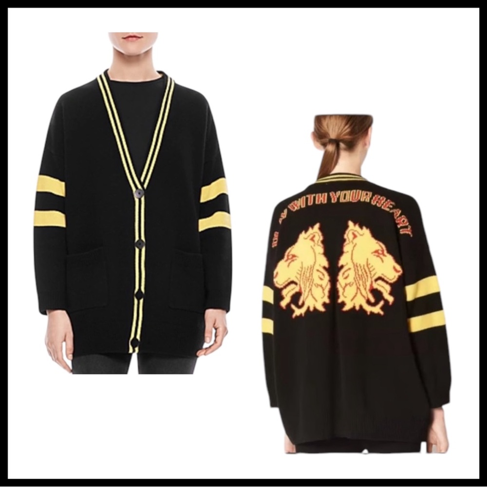 SANDRO Corydale Play With Your Heart Graphic Wool Cardigan